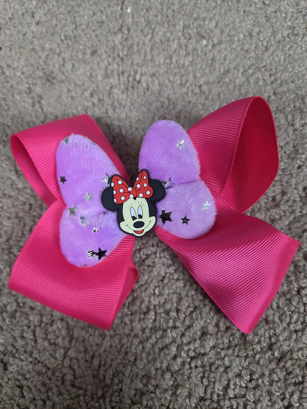 Minnie Mouse Plush Bow Hair Clip - Assorted Pastel Colors